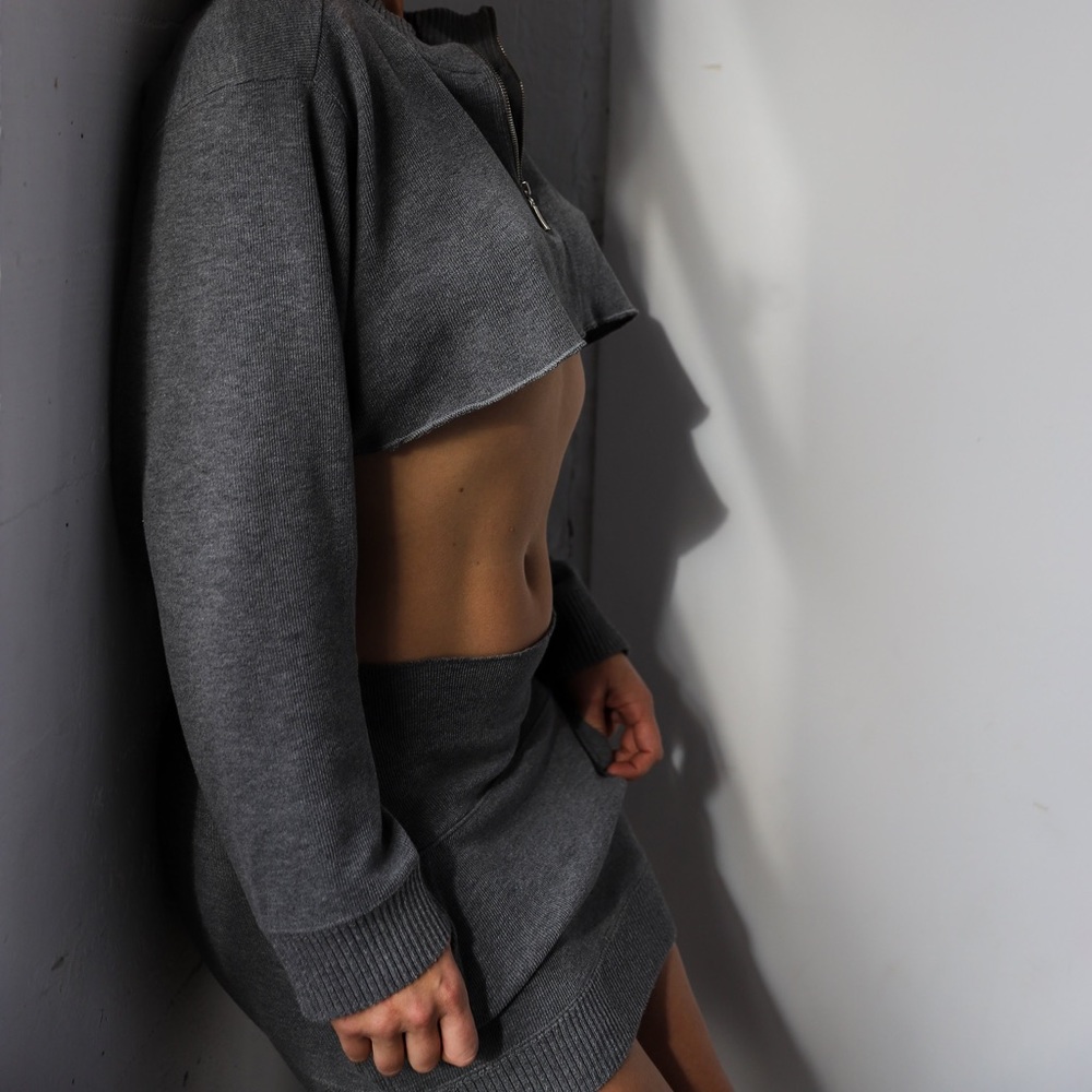 Grey two piece sweater set